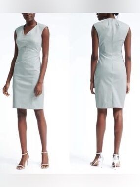 Banana Republic Womens Bi-Stretch Sheath Dress Size 8 Sleeveless Mist Blue NWT